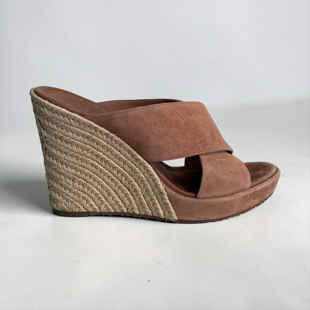 Tory Burch Women’s Suede Espadrille Wedge Slide Sandals in Brick! Size 6.5 - Picture 2 of 12